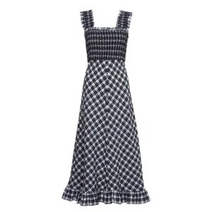 Ganni Seersucker Gingham Maxi Dress